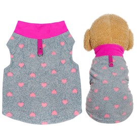 Rbenxia 1 Piece of Grey Dog Heart Sweater with Leash Ring Soft Fleece Vest Dogs Pullover Warm Jacket Pet Dog Clothes Winter Dogs Outfits for Small Puppy Cat Pets (Large)