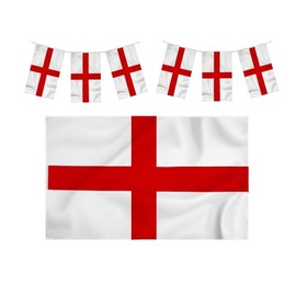 Storm&Lighthouse England Flag St George Flag and England Bunting (10m) English Flags 5ft x 3ft with Eyelets UK Flag