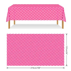 ELECLAND Pink Polka Dot Tablecloth Plastic Table Cover 137cmx274cm Pink Tablecloth Rectangle Table Cover Circus Tablecloth for Baby Shower Party Decor, Wedding, Birthday Party Decorations