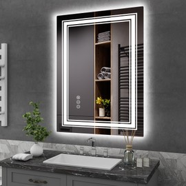 GOLOMO 20X28 LED Bathroom Mirror, Vanity Mirror with Lights, Backlit and Front lit Mirror for Wall, Dimmable, Anti-Fog, Shatterpoof, Memory (Horizontal/Vertical)