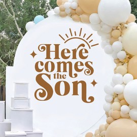 Here Comes The Son Baby Shower Party Decal Sign - Here Comes The Son Baby Shower Decor, Baby Shower Sign, Baby Shower Wall Decals (Brown)