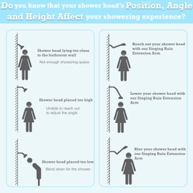 11 Inch Adjustable Shower Head Extension Arm With Locking Set Screw, Singing Rain Brass Angle Height Adjustable, Easy To Install, G1/2 Universal Connector Compatible (Oil Rubber Bronze)