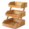 Merysen 3 Tier Wooden Fruit Basket For Kitchen, Bread Vegetable