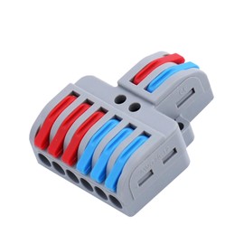 NineLeaf 10PCS Splice Electrical Connectors, 2 in 6 Out DIY Mini Wiring Cable Connector Block Compact Lever Wire Connectors, 28-12 AWG