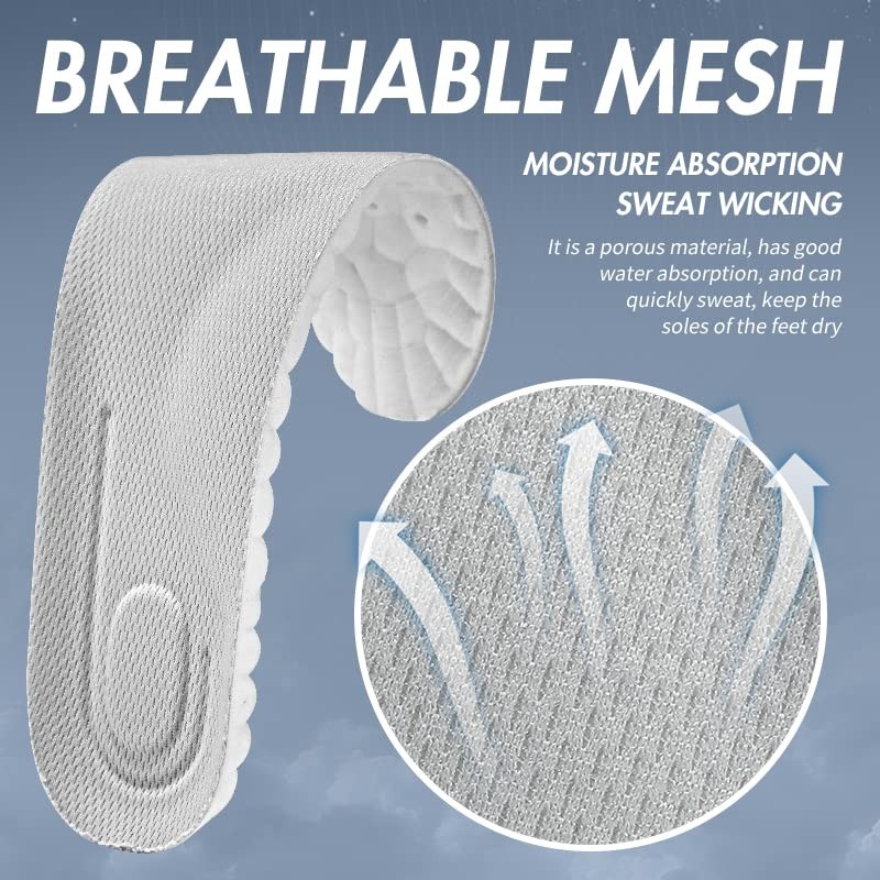2 Pairs Memory Foam Insoles Shock Absorption Flexible Replacement Insoles