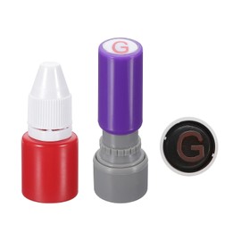 PATIKIL 10mm Letter Stamp, G Alphabet Stamp Mini Automatic Ink Stamp Plastic Ink Stamp Set, Teacher, Classroom, Scrapbooking, Red Ink, Purple Shell