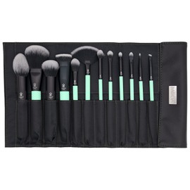 MODA Pro Full Face 13PC Makeup Brush Set with Travel Pouch (Aqua)