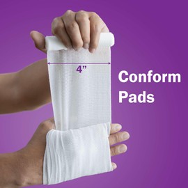 Conforming Stretch Gauze Rolls 4 Inch - Pack of 12 White Non Sterile Gauze Wrap for Wounds - Good for Sprained Ankles, Wrists, and More
