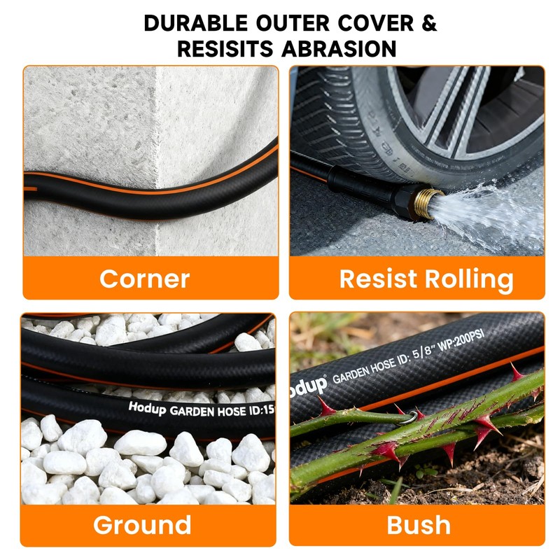 HODUP Heavy Duty Rubber Garden Hose, 50ft x 5/8 Water