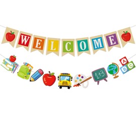 Welcome Banner for Back to School, 2Set School Garland First Day of School Decorations Welcome Sign for Classroom Teacher Party Schools Supplies