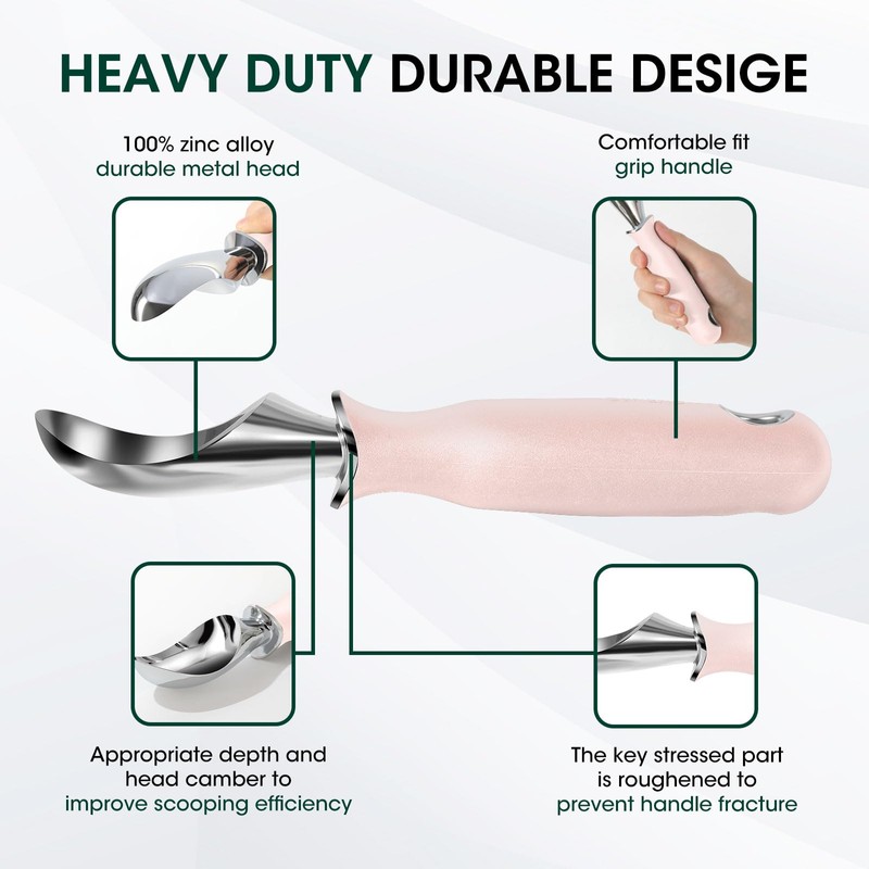 Beneno Heavy Duty Ice Cream Scoop - Upgraded Anti-Fracture Design,