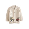 NEXT 100% Cotton Cardigan with Figures, Neutral Train