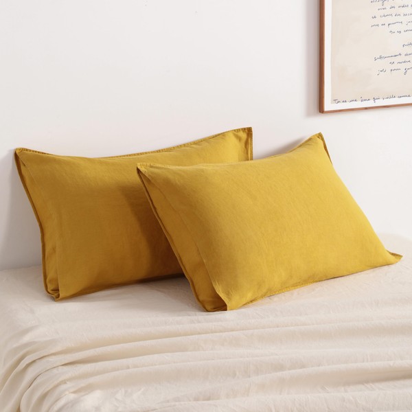 NTBAY French Linen Pillow Cases - Yarn Dyed 2 Pack