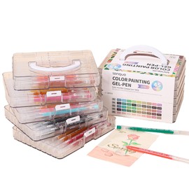 KsopiaVobs 0.6mm Needle Tip Gel Pens with storage box, 45 Color Gel Pens Set for Adult Coloring Books, Gel Marker for Making Cards, Kids and Adult Journaling Doodling Drawing, School Craft Supplies