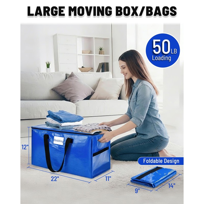 Neverwhy 6 Pack Large Moving Bags with Reinforced Handles &