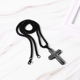 OIDEA Men's Plain Cross Necklace: Vintage Cross Pendant with Wheat Chain Christian Cross Chain Biker Retro Venetian Chain Religious Gift for Men Father Friend, Stainless Steel