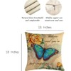 Set of 4 Spring Summer Butterfly Flowers Throw Pillow Covers-
