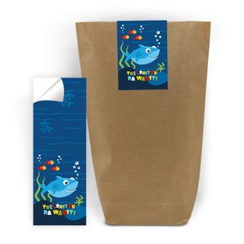 8 Gift Bags + 8 Stickers Shark for Party Bags Guest Gift for Birthday Children's Birthday Wedding Christening Boys Boys Girls (8 Bags + 8 Stickers)
