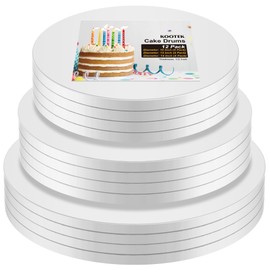 Kootek 12PCS Cake Drums 10, 12, 14 Inch Round, 10, 12, 14in Cake Boards Set, 1/2" Thick Sturdy Cardboard Base for Wedding & Party Desserts, Food Grade for Baking & Decorating, Base para Pastel (White)