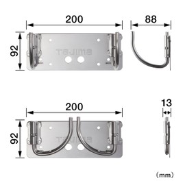 Tajima Safety System, J-Hook Folding Double, TB-JFW, For Safe Dolly, Can Be Used For Storing Tools, Electric Tools, Stepladders, Etc., Load Capacity: Total 33.1 lbs (15 kg) (One Side 7.5 kg) Mounting