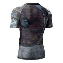 HYPEWAVE Viking Armor Print 3D Never Fade Rash Guard, Mens Rash Guard Short Sleeve Gift On Birthday - XL