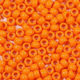 VOOMOLOVE 1000 PCS Orange 6x9mm Pony Beads for Bracelets, Hair Braids, and Crafts - Plastic Hair Beads (Orange)