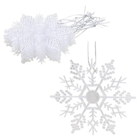 Christmas Concepts® Pack of 12-10cm Glitter Snowflake Hanging Decorations - Christmas Decorations (Clear)