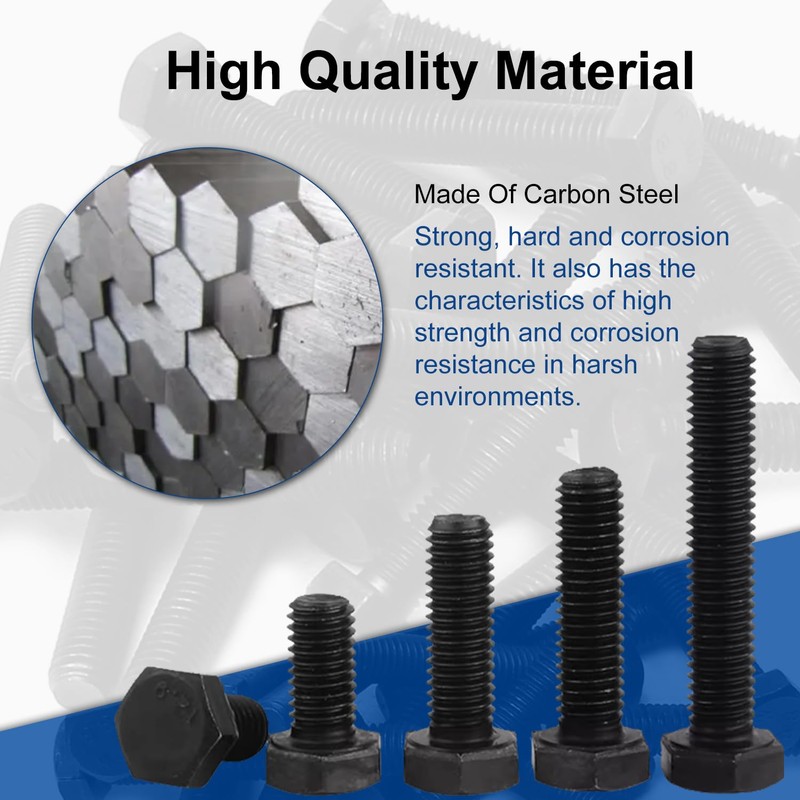 MroMax 6Pcs M8 x 150mm Hex Head Screw Bolt, Carbon