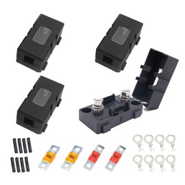 HISports Midi Fuse Holder, Car Fuse Holder ANS Car Fuse Holder, with 2 Pieces 40A and 2 Pieces 50A Fuse and 8 Pieces Terminal, Mega Fuse Holder, for Car, Boat, SUV, Truck