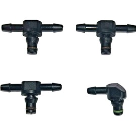 4 x Common Rail Diesel Injector Leak Off Pipe Return Connectors Bosch 110 | 3 T's & 1L Connector | Durable Fuel System Connections | Automotive Parts