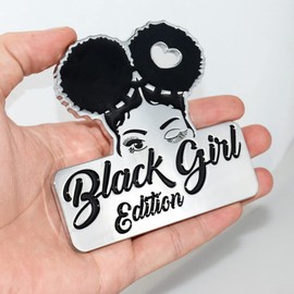 1x Black Girl Edition Emblem 3D Fender Badge Car Truck Sticker Decal Fit for Universal Car Truck SUV (Chrome Black)