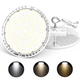 2 Pack LED High Bay Light 150W 120W 90W Adjustable, UFO High Bay LED Lights 3000K 4000K 5000K Tunable, Dimmable High Bay LED Shop Light for Garage Warehouse Factory, UL&DLC Listed White
