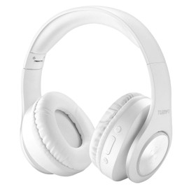 TUINYO Bluetooth Headphones Wireless, Over Ear Stereo Wireless Headset 40H Playtime with deep bass, Soft Memory-Protein Earmuffs, Built-in Mic Wired Mode PC/Cell Phones/TV-White