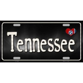 Tennessee Flag Script Metal License Plate