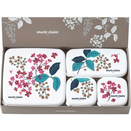 marie claire Seal Containers, Multicolor, Square Shape, Capacity 20.3 fl oz (610 ml), 1 Oblong, Capacity 9.8 fl oz (290 ml), 2 Square Squares, Capacity 4.6 fl oz (130 ml)