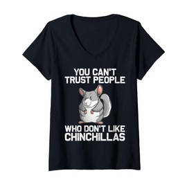 Womens Cool Chinchilla For Men Women Animal Lover Rodent Zookeeper V-Neck T-Shirt