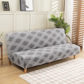 Mingfuxin Armless Sofa Bed Covers, Spandex Stretch Futon Slipcover Protector, Non-Slip Elastic Folding Couch Sofa Shield Fits for 2-3 Seater Folding Sofa Bed without Armrests (Printed # 4239)