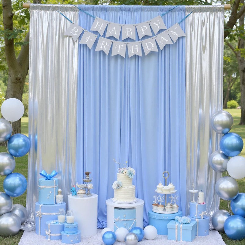 20x10 ft Wrinkle Free Silver Sequin Backdrop Curtain for Parties,Thick