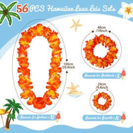 Blosssound 88 Pcs Hawaii Party Decorations Hawaiian Leis Bulk Luau Party Paper Glasses Tropical Flower Necklaces Bracelets Headbands Garland Accessories for Summer Beach Pool Party Favors Supplies