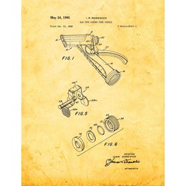 Garden Hose Nozzle Patent Print Golden Look (8.5" x 11") M14260