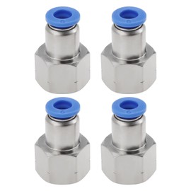 EMSea 4Pcs 6mm Tube OD x 1/4" NPT Female Thread Push Fit Pneumatic Connecter Adapter, Straight Push to Connect Air Fittings Adapter