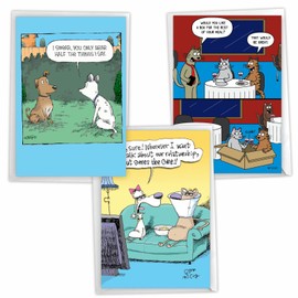 NobleWorks Assortment Pack of 3 Hilarious Anniversary Greeting Cards with Envelopes (3 Designs, 1 Each) Pet Pairs VC7999ANG-C1x3