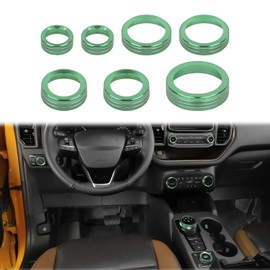 JWWY Air Conditioner Headlight Switch Knob 4WD Wheel Drive Trailer Gear Shift Switch Knob Cover for 2021-2023+ Ford Bronco Sport Accessories Aluminum Alloy 7PCS Green（Don't fit Bronco）