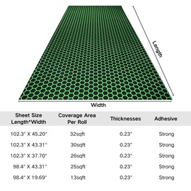 Haiping Line Small Hexagonal 98.4"X43.31"EVA Self-Adhesive eva Foam Boat Flooring for Yacht Pool Boat Flooring Sheet Thick Non-Skid mat (Small Hexagonal, Black and Green, 98.4"X43.31")