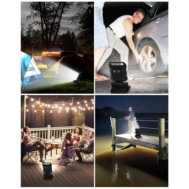 UFOND 2000LM LED Work Light Rechargeable,12h Portable Battery Worklight Cordless,20W
