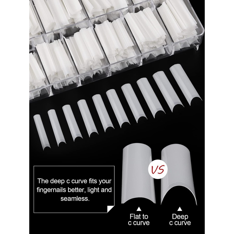 EBANKU Pack of 500 Clear False Nails Tips, Extra Long