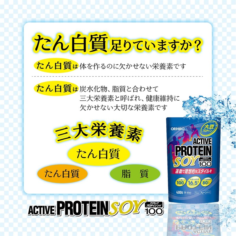 オリヒロ アクティブプロテインソイ100 400g 20～66回分 ソイプロテイン 大豆 レシチン