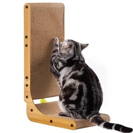ReenzLyfe cat Scratcher L Shaped | Cat Scratching Pad for Indoor Cats | Cardboard Cat Scratcher | Wall Mounted Cat Scratch Pad - Protects Furniture, Cat Accessories for Indoor Cats, Cat Toys