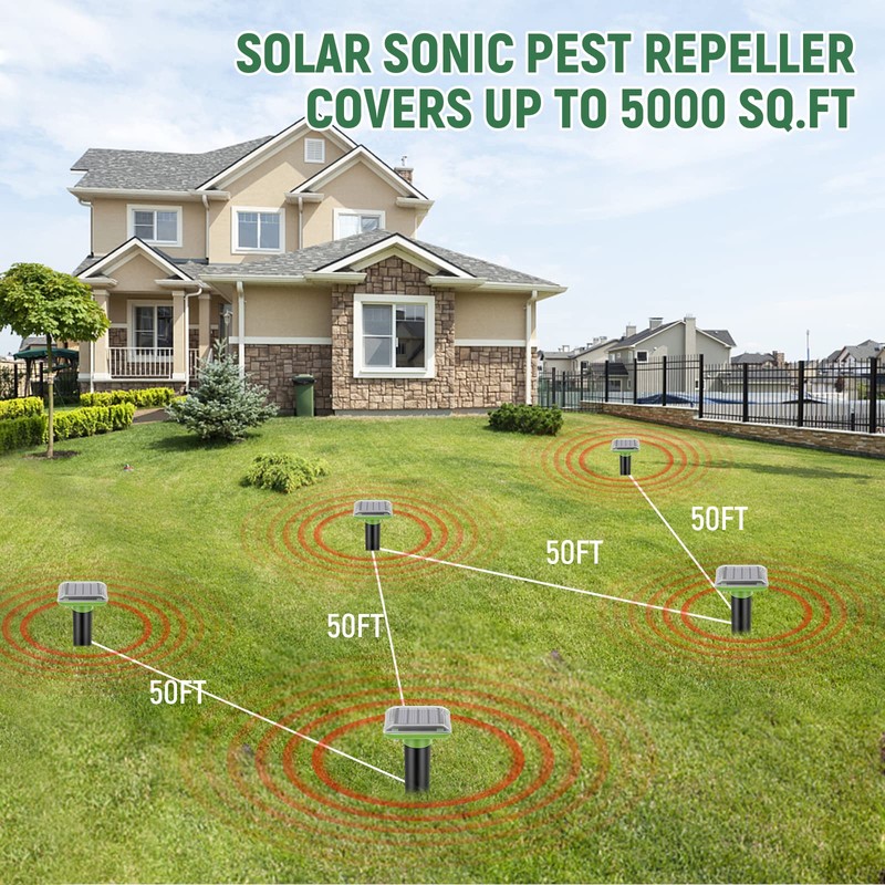 HiAnifri Ultrasonic Mole Repellent Outdoor, Solar-Powered Gopher Mole Repellent for