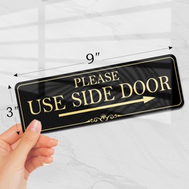 9x3 Inch Use Side Door Sign Right Arrow Acrylic Self-stick Door Wall Signage Great for Business Stores House (Royal Black)